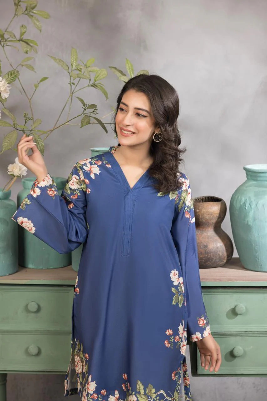 LIGHT BLUE FLORAL BUTTONED 2 PC CO ORD
