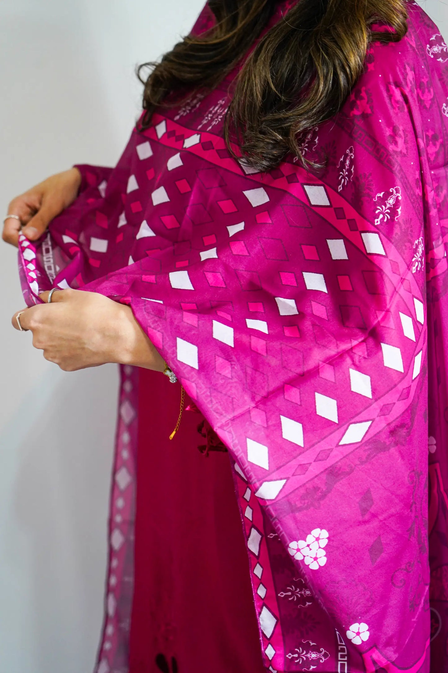 Hot Pink Embroidered 3PC Co ord