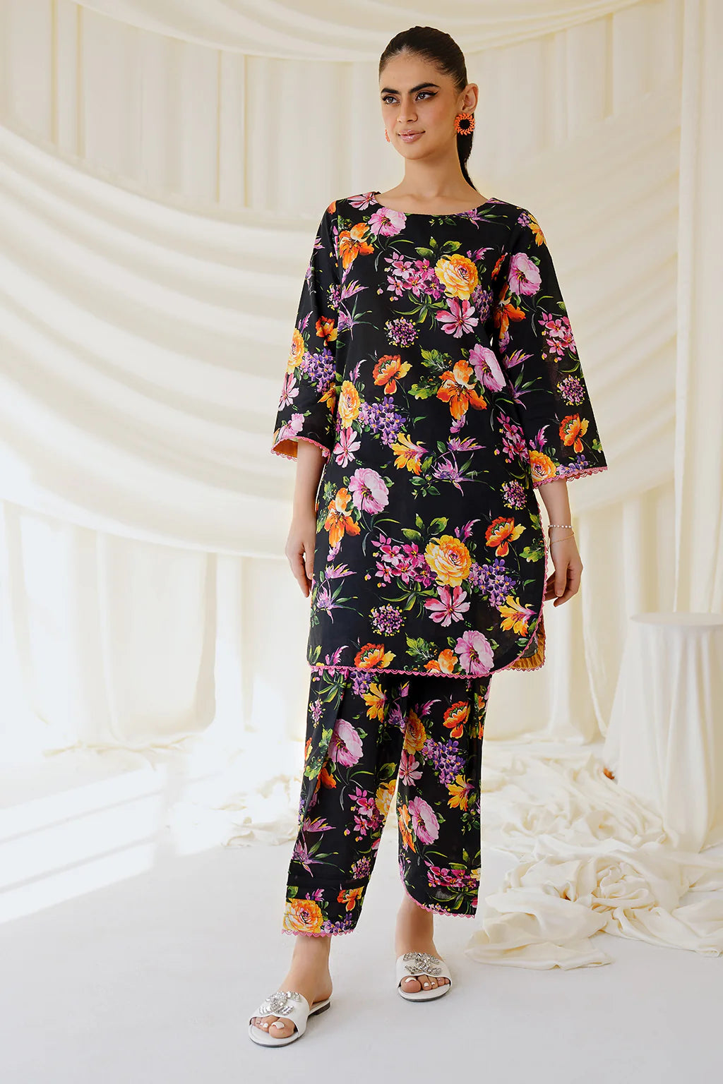 BLACK FLORAL 2 PC CO ORD