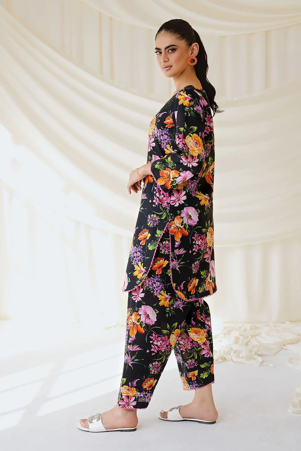 BLACK FLORAL 2 PC CO ORD