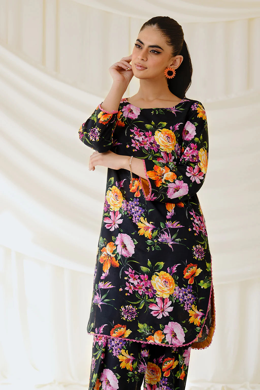 BLACK FLORAL 2 PC CO ORD