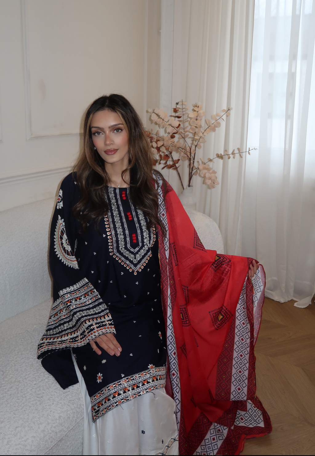 MULTI COLOURED 3PC SUIT WITH SHALWAR AND DUPATTA