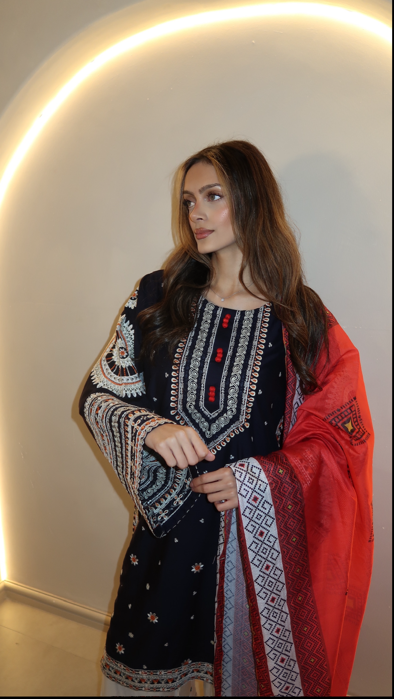 MULTI COLOURED 3PC SUIT WITH SHALWAR AND DUPATTA