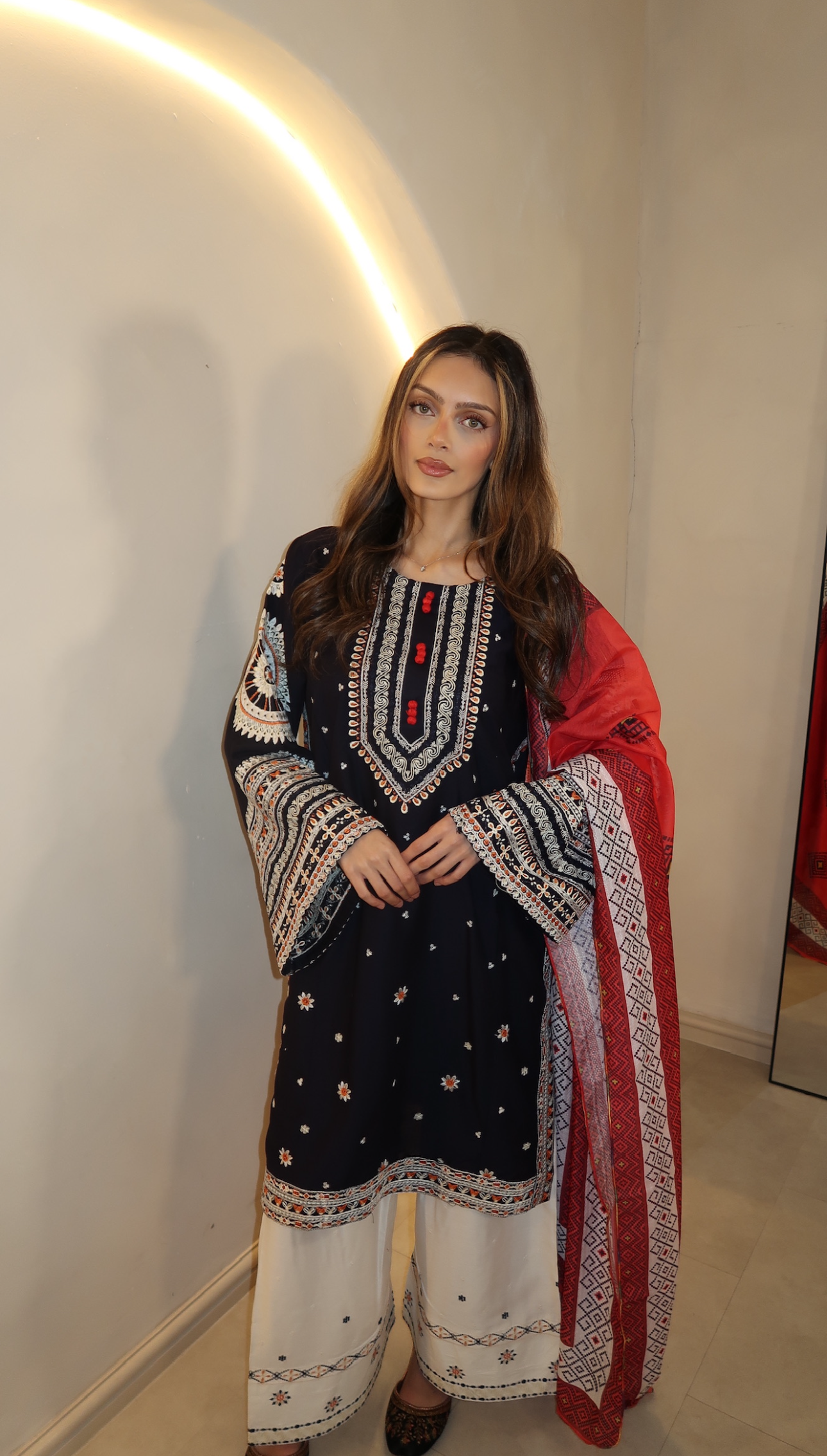 MULTI COLOURED 3PC SUIT WITH SHALWAR AND DUPATTA