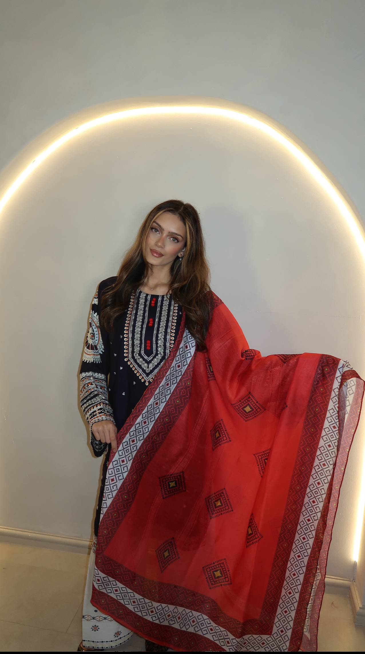 MULTI COLOURED 3PC SUIT WITH SHALWAR AND DUPATTA