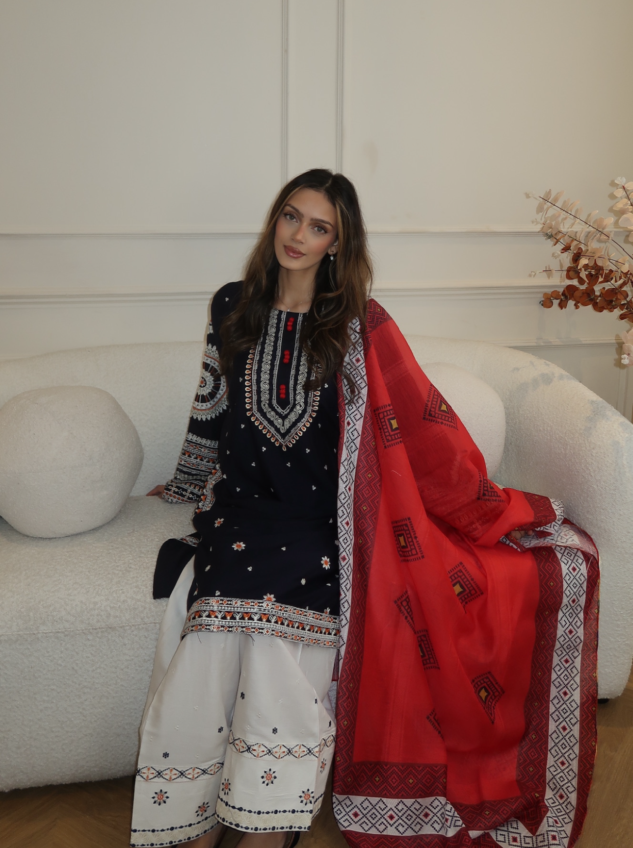 MULTI COLOURED 3PC SUIT WITH SHALWAR AND DUPATTA