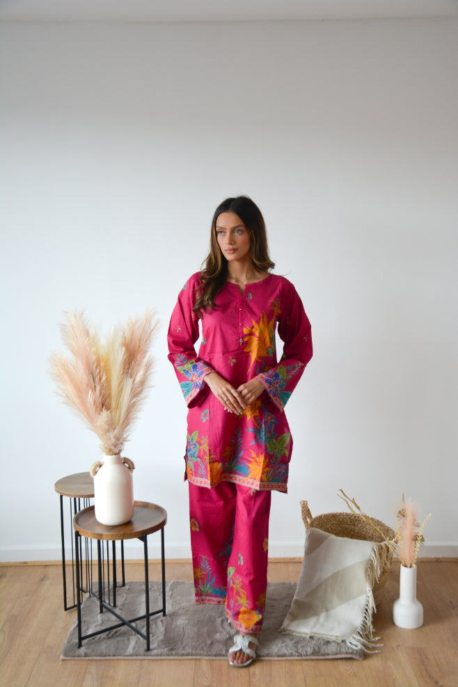 FUSCIA FLORAL 2PC CO ORD