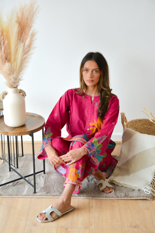 FUSCIA FLORAL 2PC CO ORD