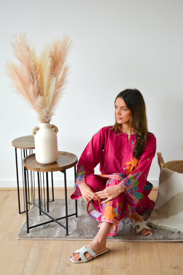 FUSCIA FLORAL 2PC CO ORD