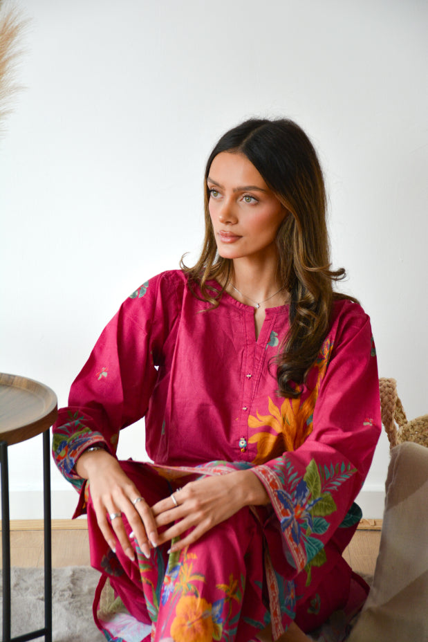 FUSCIA FLORAL 2PC CO ORD