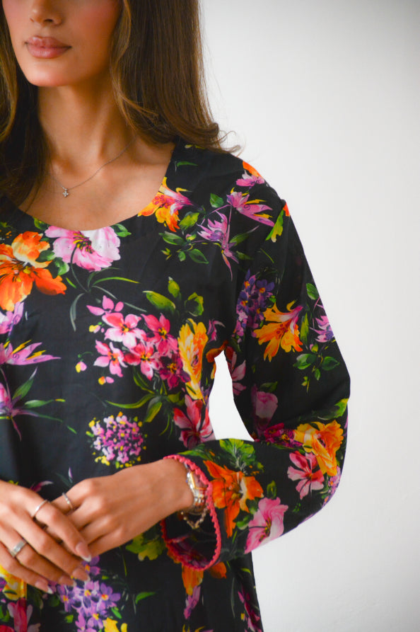 BLACK FLORAL 2 PC CO ORD