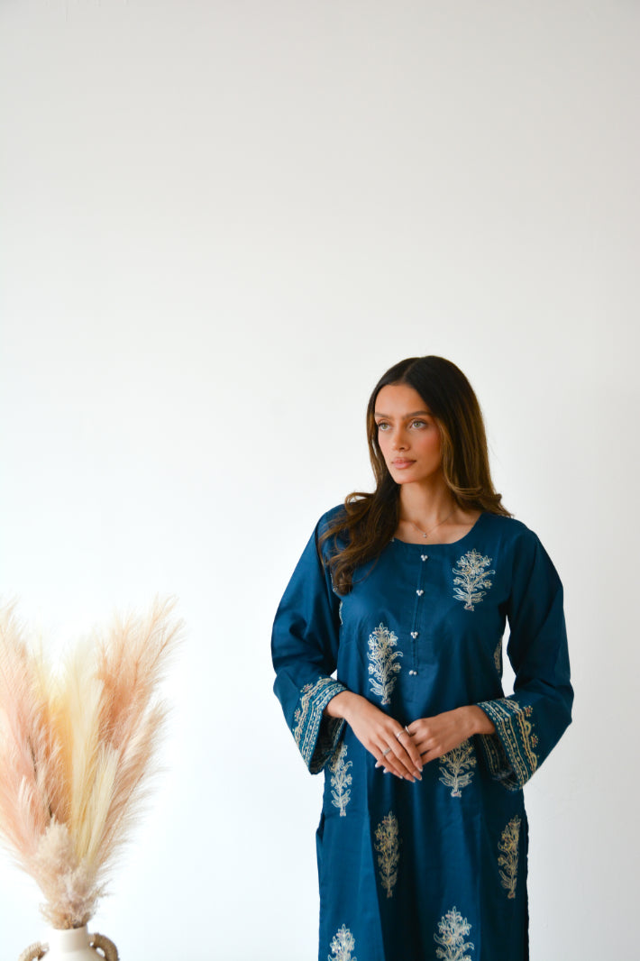 TEAL EMBROIDERED 2 PC CO ORD