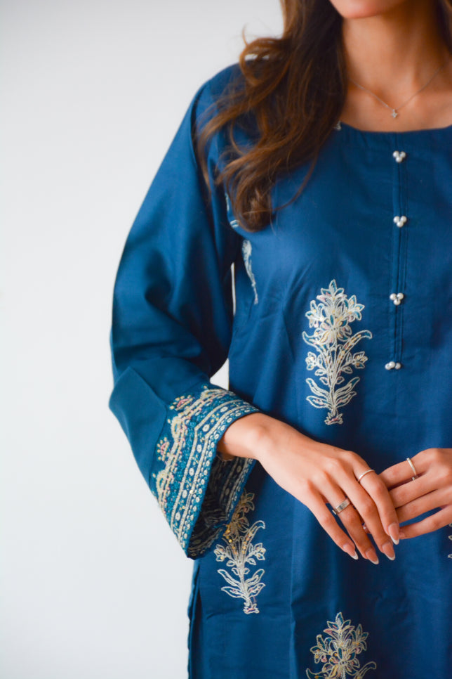 TEAL EMBROIDERED 2 PC CO ORD