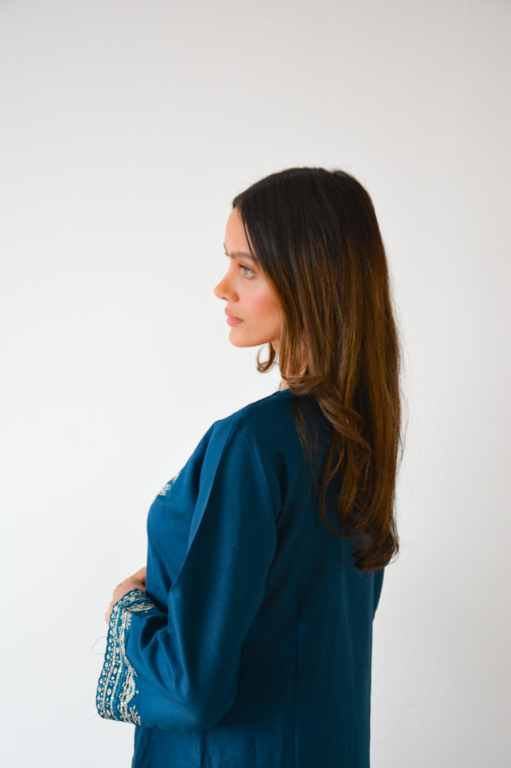 TEAL EMBROIDERED 2 PC CO ORD