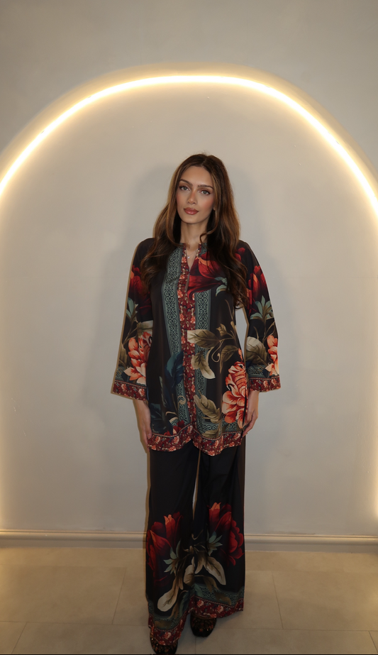 ELEGANT BUTTONED 2PC FLORAL CO ORD