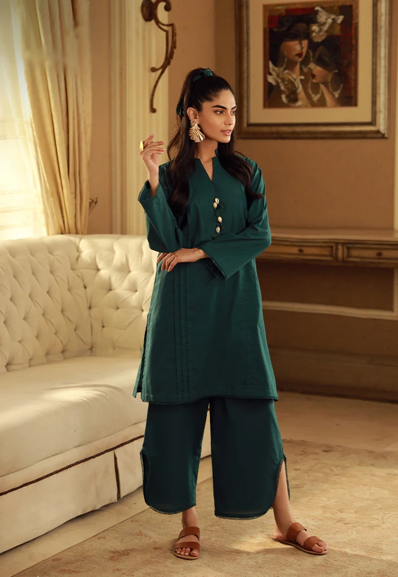 TURQUOISE BUTTONED 2PC CO ORD